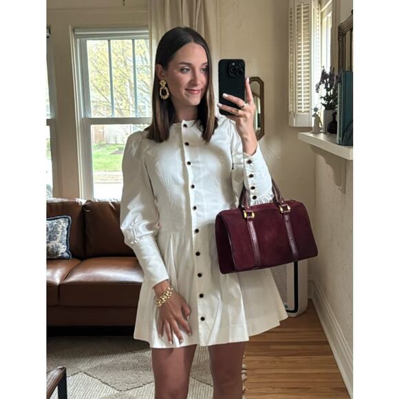 REFORMATION Lovisa White Long Sleeve Mini Dress Size 6 - Picture 1 of 10